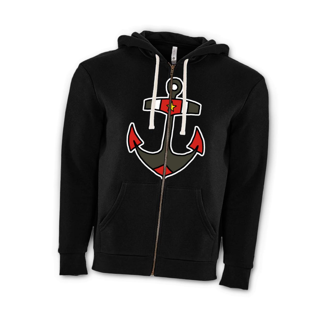 American Traditional Anchor Unisex Zip Hoodie Double Extra Large black