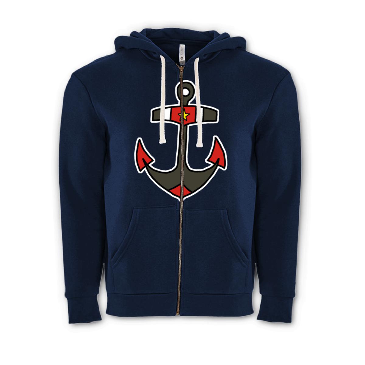 American Traditional Anchor Unisex Zip Hoodie Double Extra Large midnight-navy