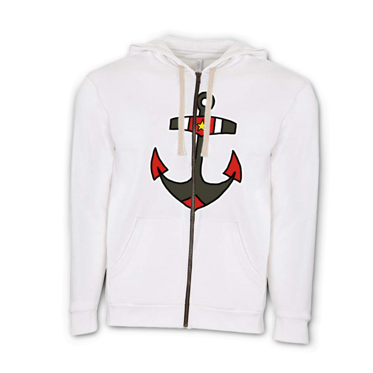 American Traditional Anchor Unisex Zip Hoodie Extra Large white