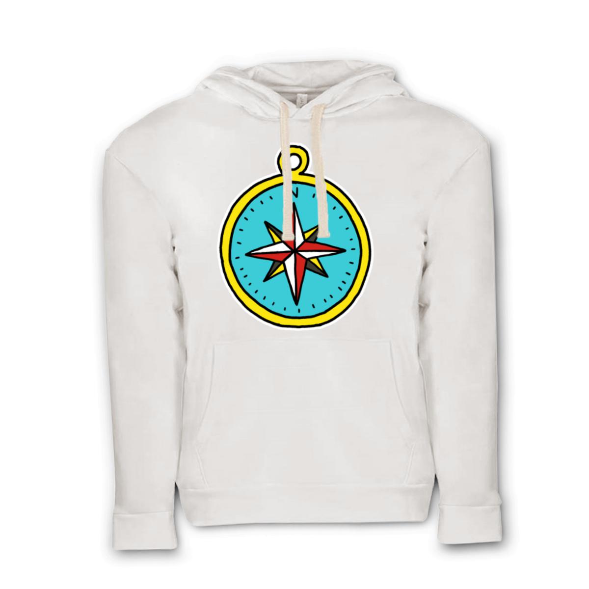 American Traditional Compass Unisex Pullover Hoodie Medium white