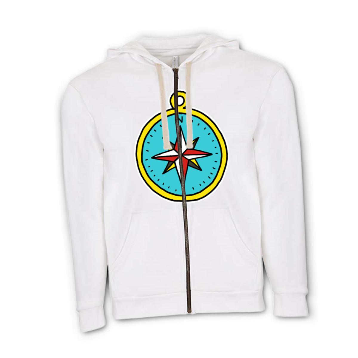American Traditional Compass Unisex Zip Hoodie Small white