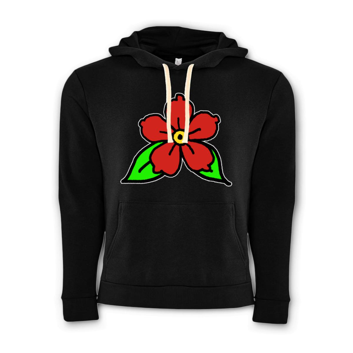American Traditional Flower Unisex Pullover Hoodie Extra Large black