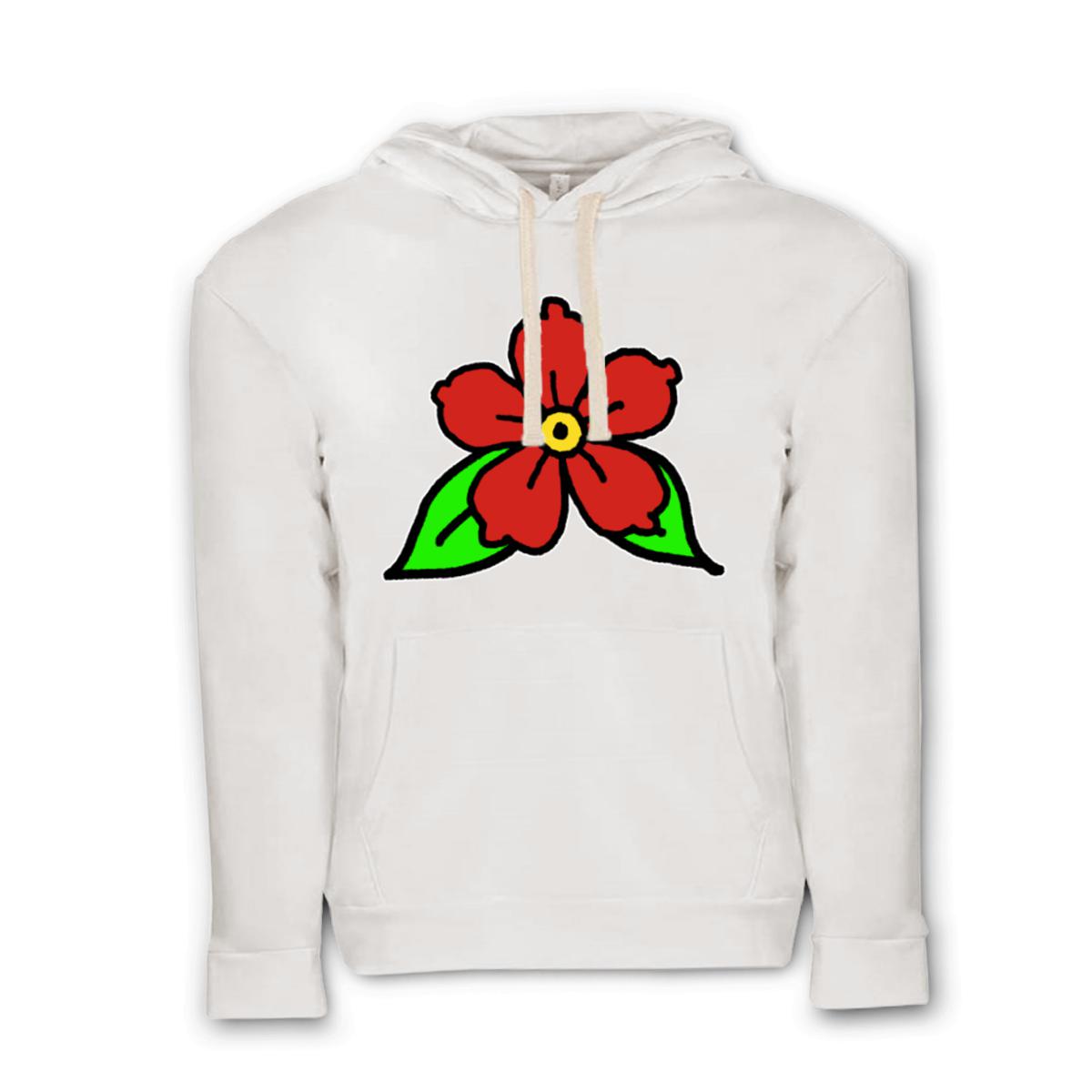 American Traditional Flower Unisex Pullover Hoodie Small white