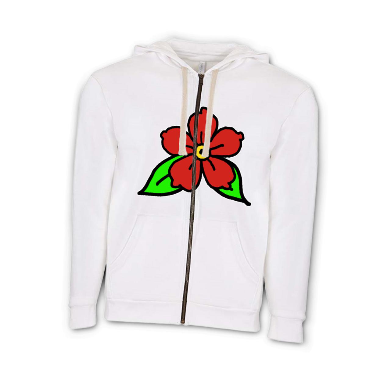 American Traditional Flower Unisex Zip Hoodie Extra Large white