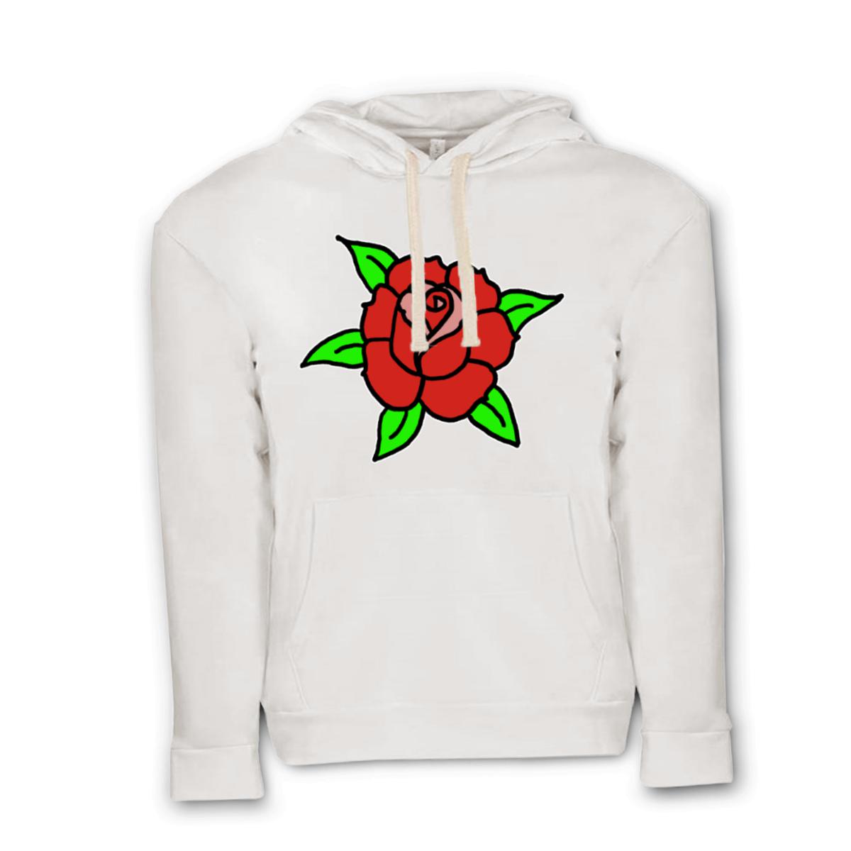 American Traditional Rose Unisex Pullover Hoodie Extra Large white