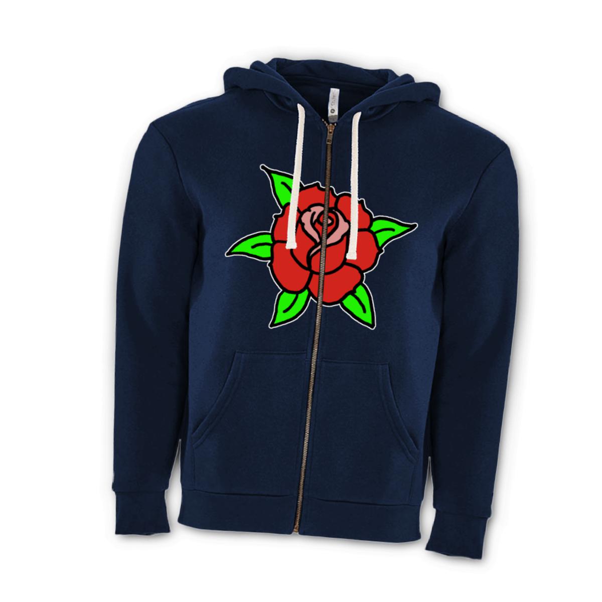 American Traditional Rose Unisex Zip Hoodie Small midnight-navy