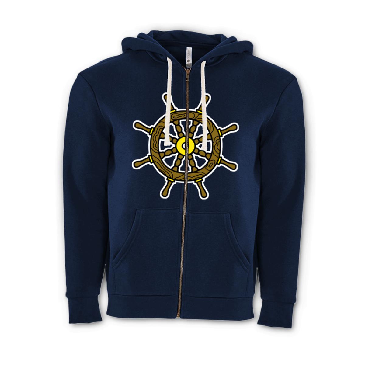 American Traditional Ship Wheel Unisex Zip Hoodie Extra Large midnight-navy