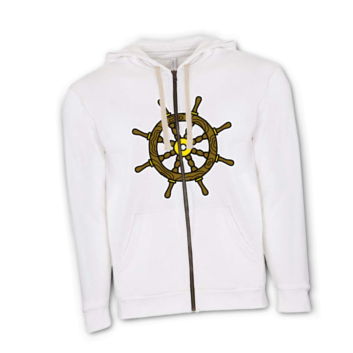 American Traditional Ship Wheel Unisex Zip Hoodie Extra Large white