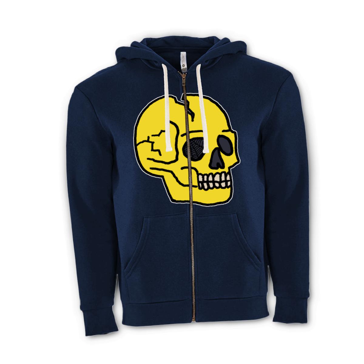 American Traditional Skull Unisex Zip Hoodie Double Extra Large midnight-navy