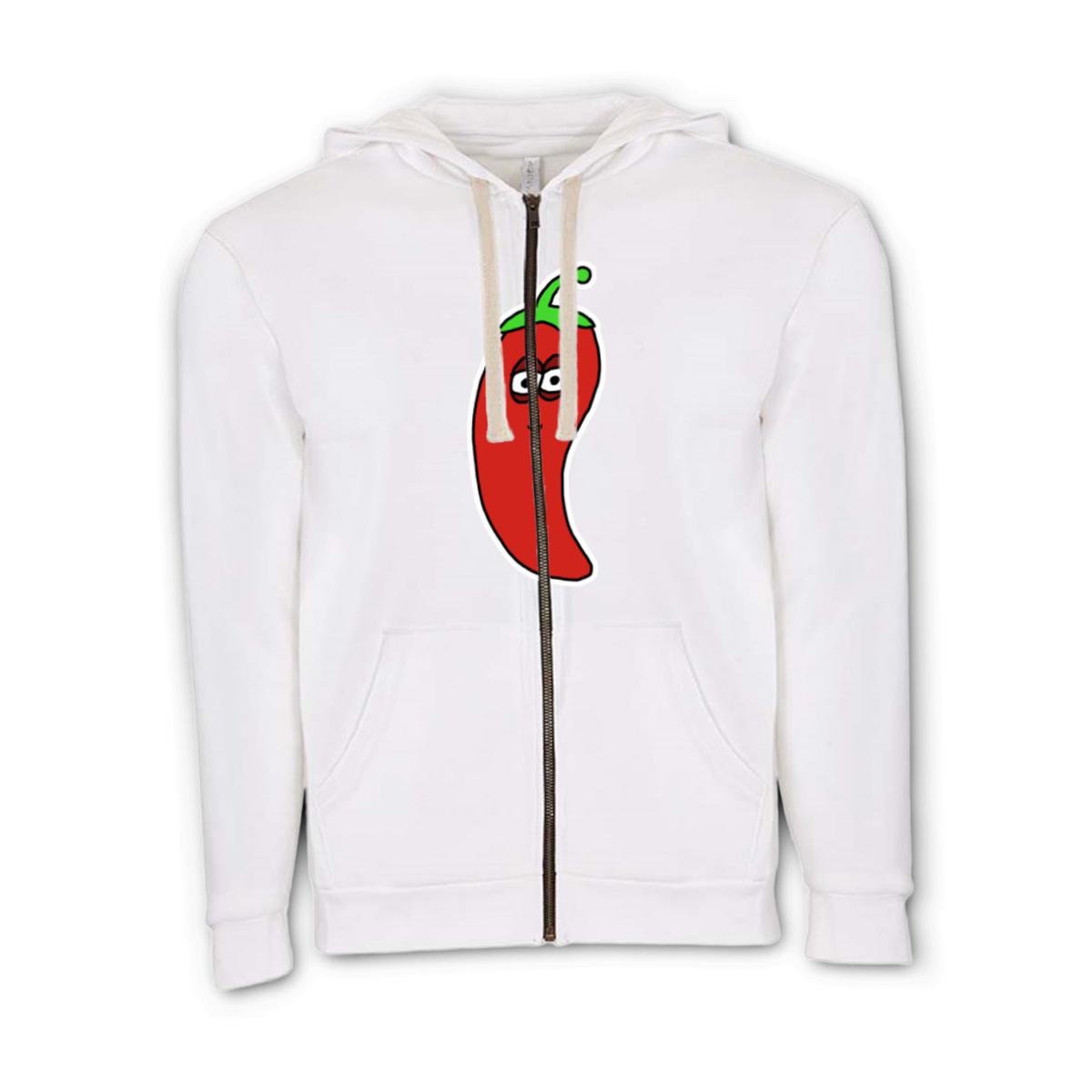 Chili Pepper Unisex Zip Hoodie Double Extra Large white