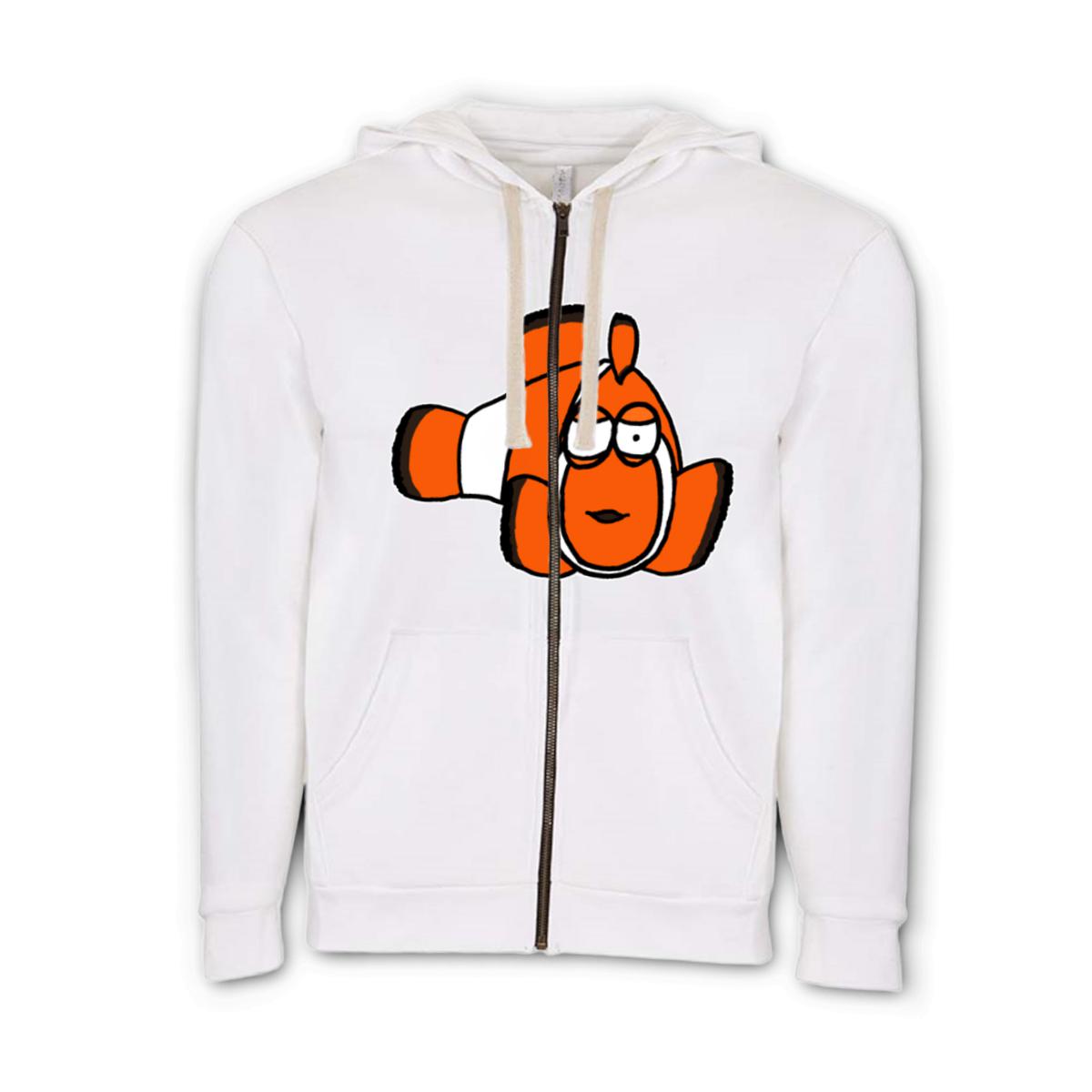 Clown Fish Unisex Zip Hoodie Double Extra Large white