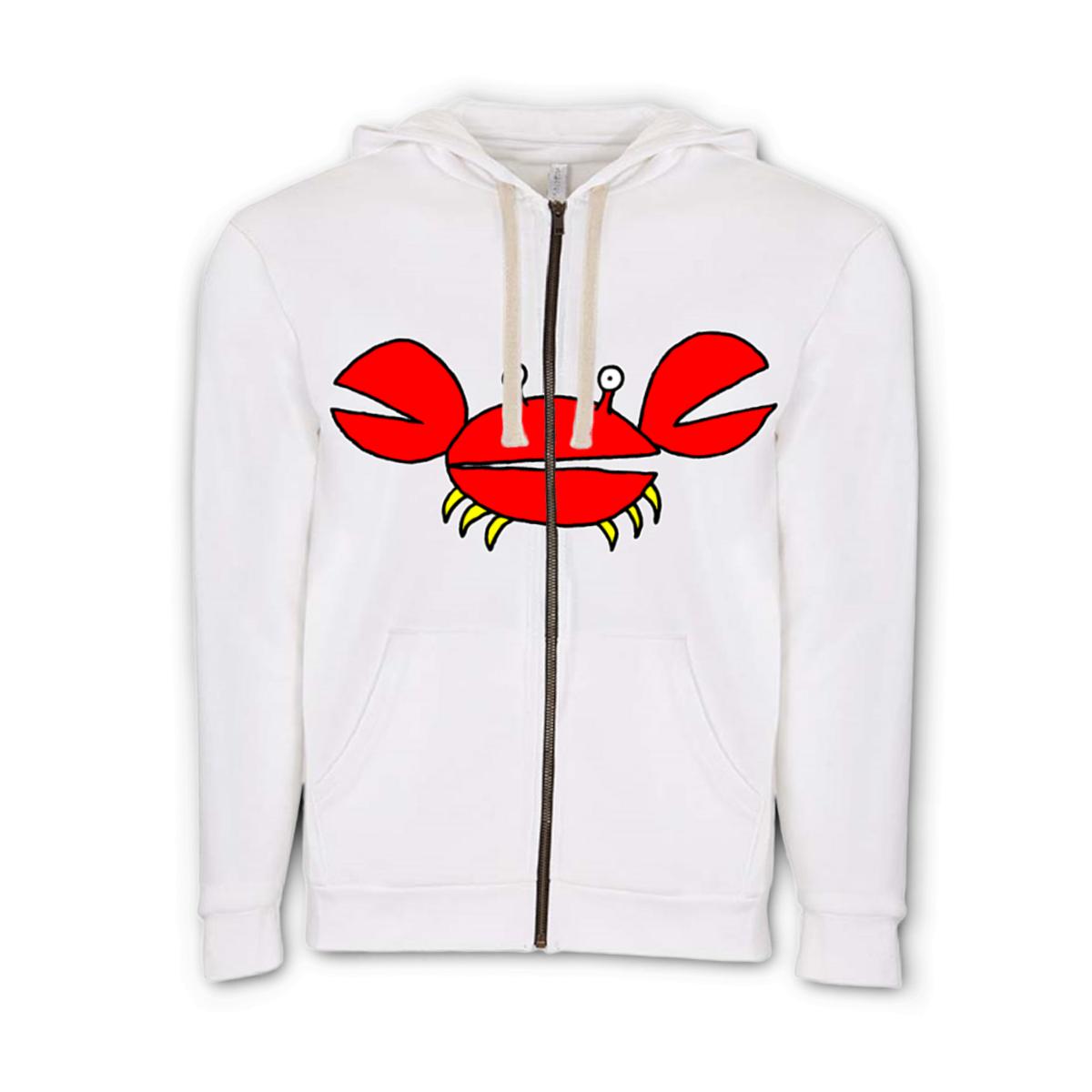 Crab Unisex Zip Hoodie Small white