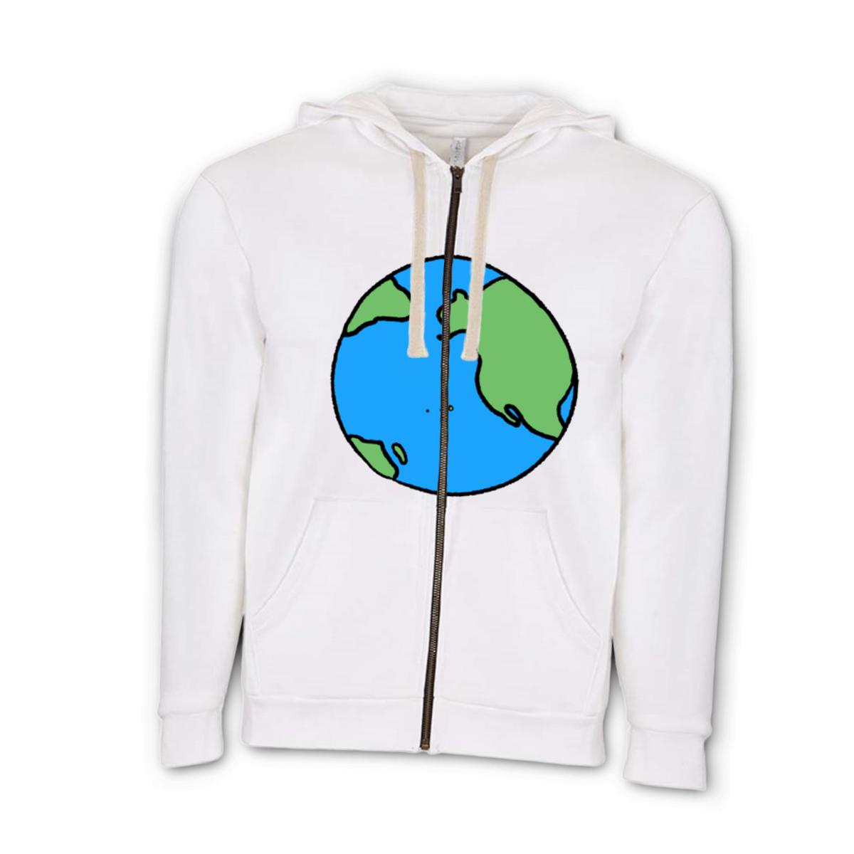 Earth Unisex Zip Hoodie Double Extra Large white