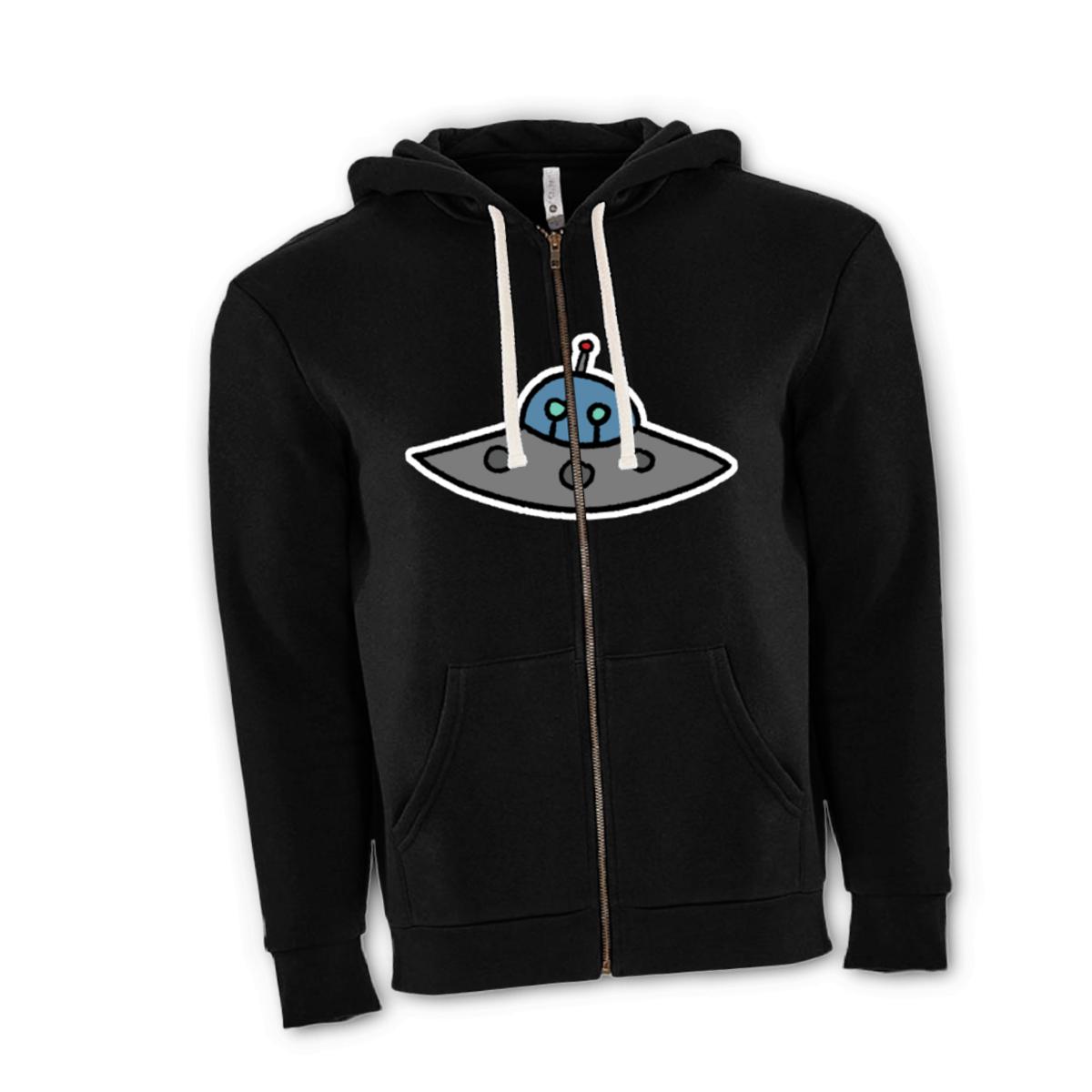 Flying Saucer Unisex Zip Hoodie Double Extra Large black