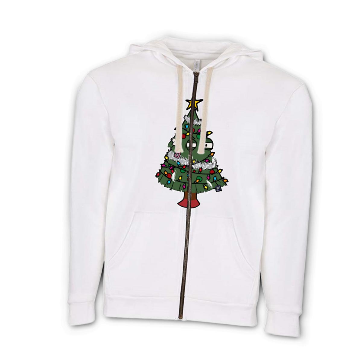 Gaudy Christmas Tree Unisex Zip Hoodie Medium white