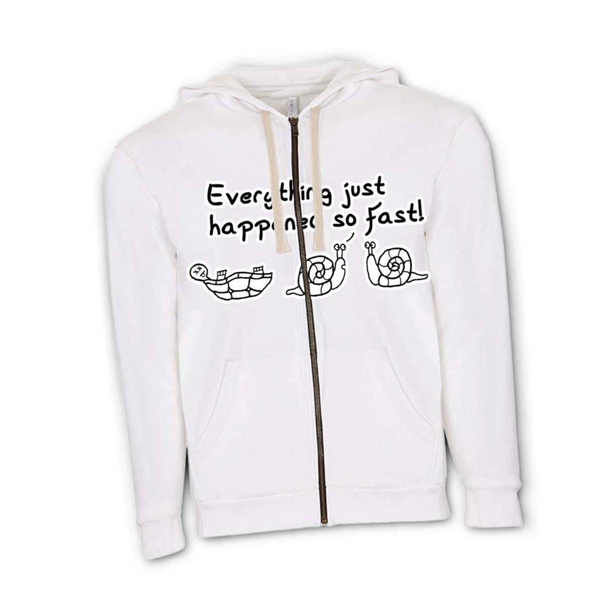 Happened So Fast Unisex Zip Hoodie Double Extra Large white