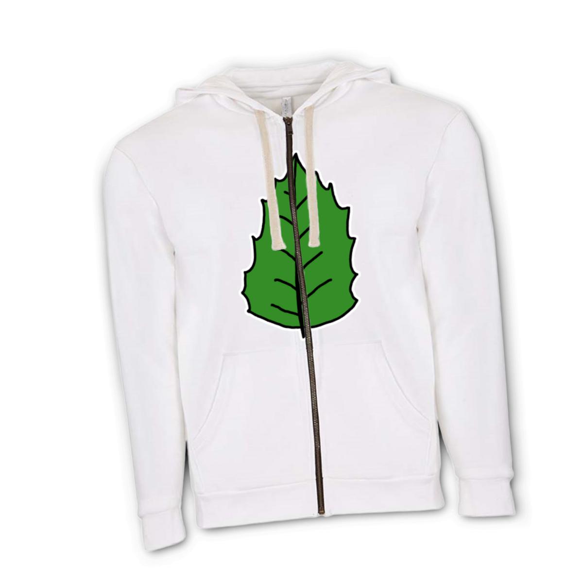 Holly Leaf Unisex Zip Hoodie Small white