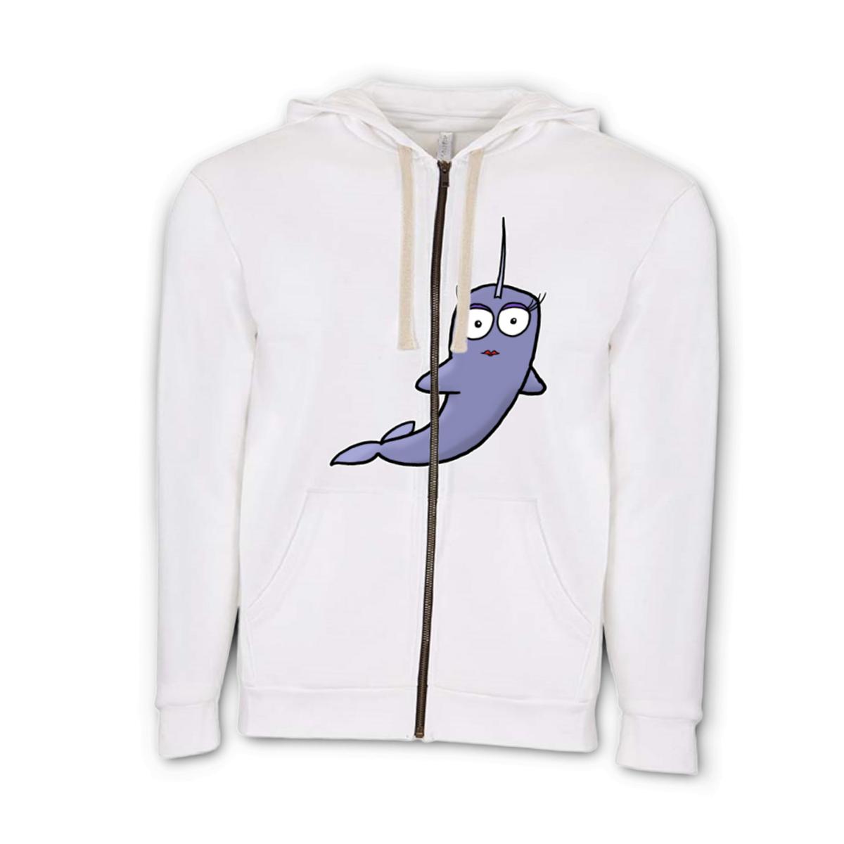 Narwhal Unisex Zip Hoodie Small white