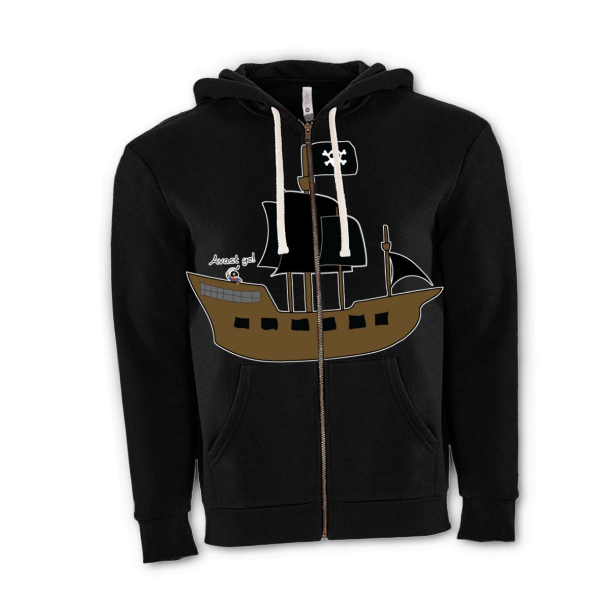 Pirate Ship Unisex Zip Hoodie Double Extra Large black