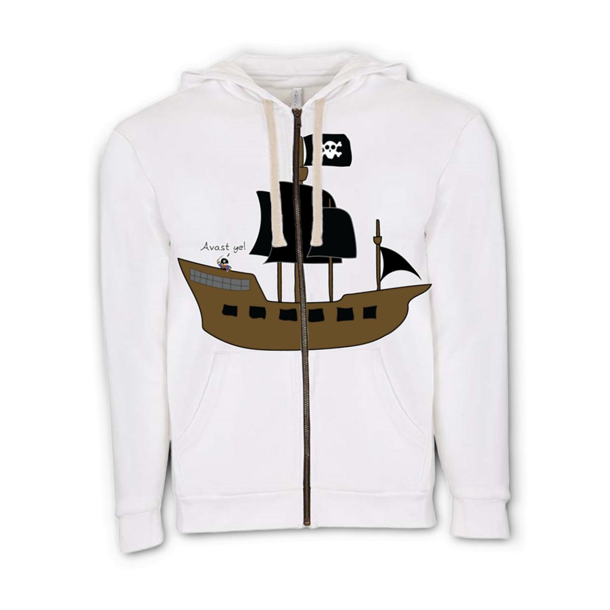 Pirate Ship Unisex Zip Hoodie Double Extra Large white