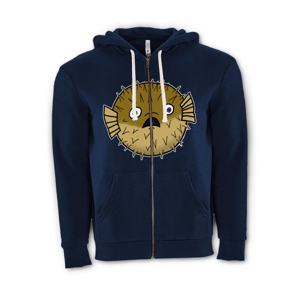 Puffer Fish Unisex Zip Hoodie Double Extra Large midnight-navy