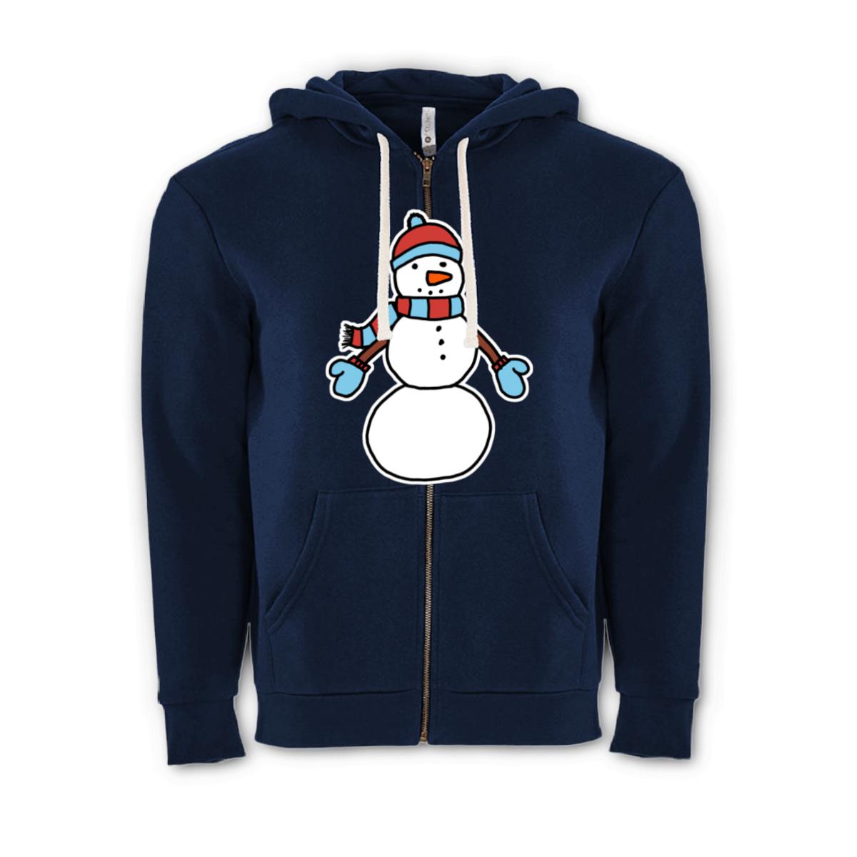 Snowman Bundled Up Unisex Zip Hoodie Double Extra Large midnight-navy