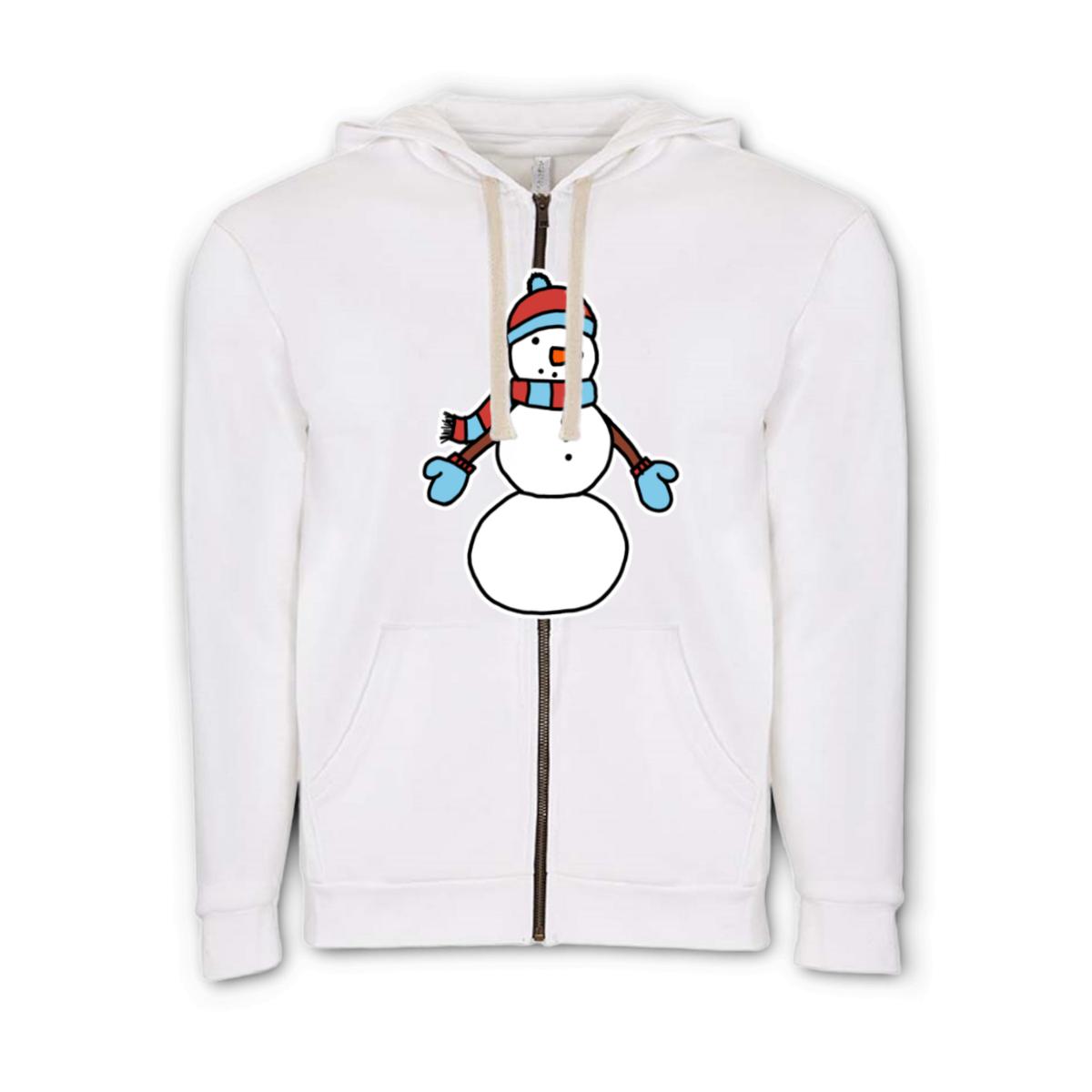 Snowman Bundled Up Unisex Zip Hoodie Double Extra Large white