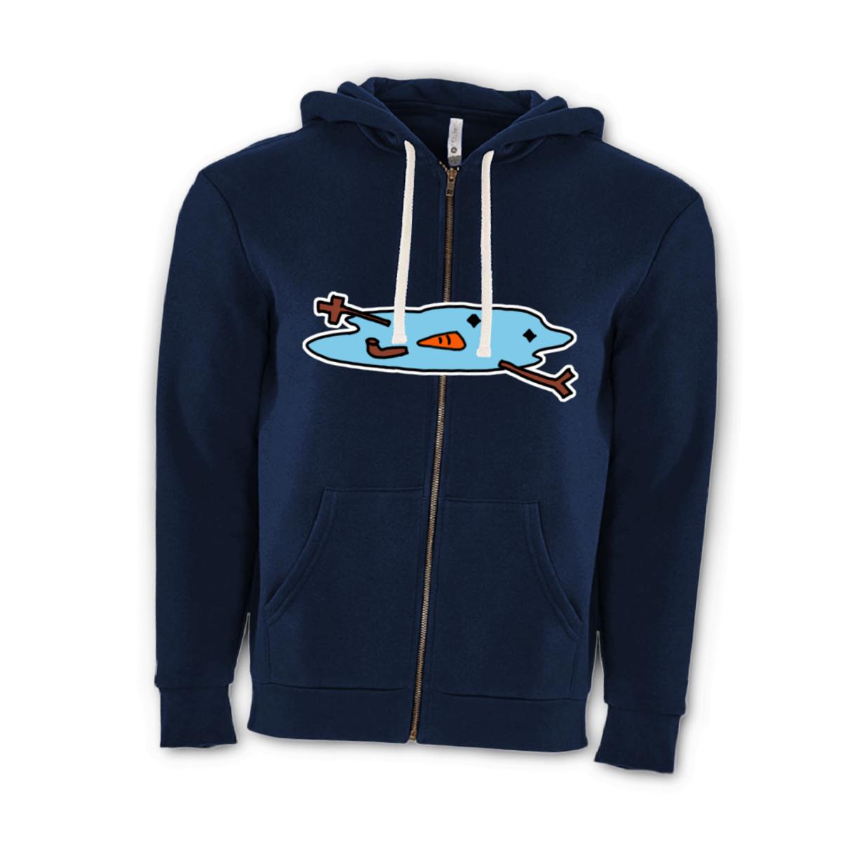 Snowman Puddle Unisex Zip Hoodie Extra Large midnight-navy