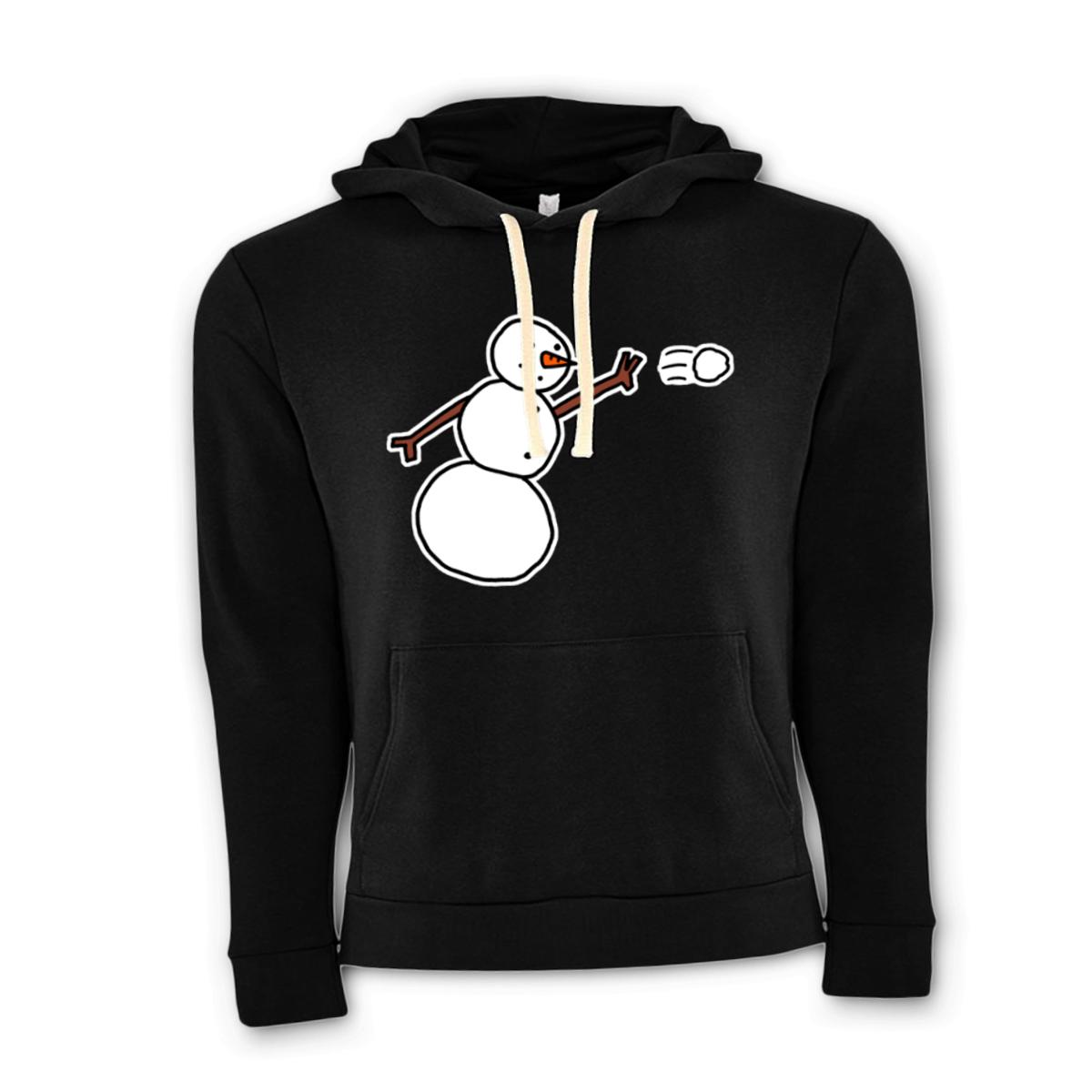 Snowman Throwing Snowball Unisex Pullover Hoodie Small black