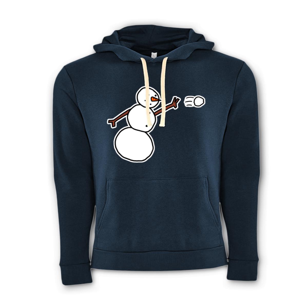 Snowman Throwing Snowball Unisex Pullover Hoodie Extra Large midnight-navy