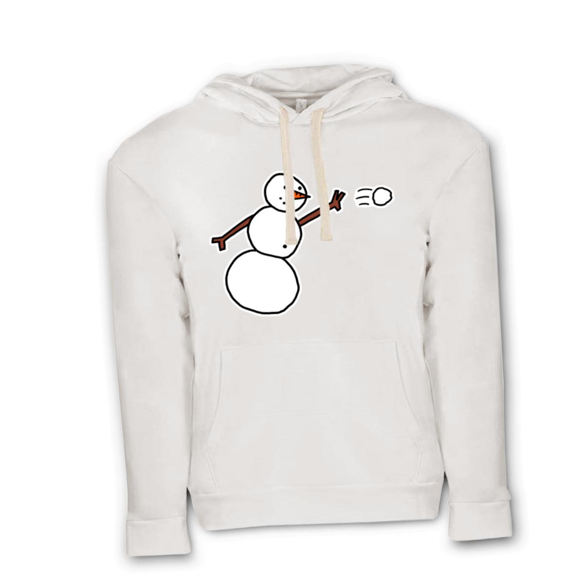 Snowman Throwing Snowball Unisex Pullover Hoodie Small white