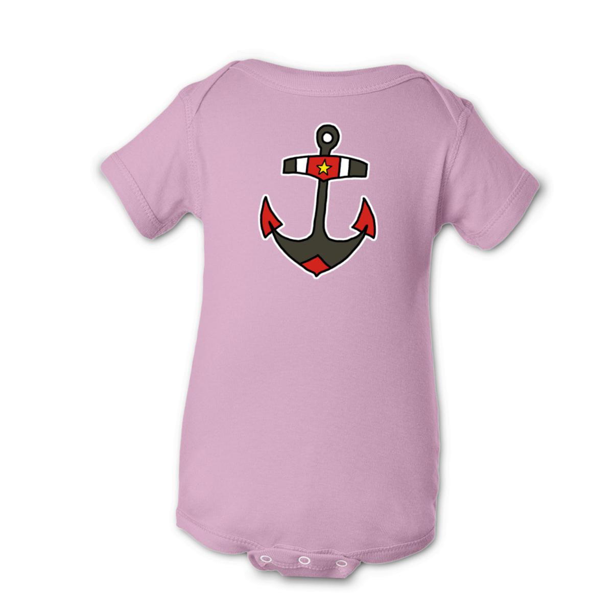 American Traditional Anchor Onesie 18M pink