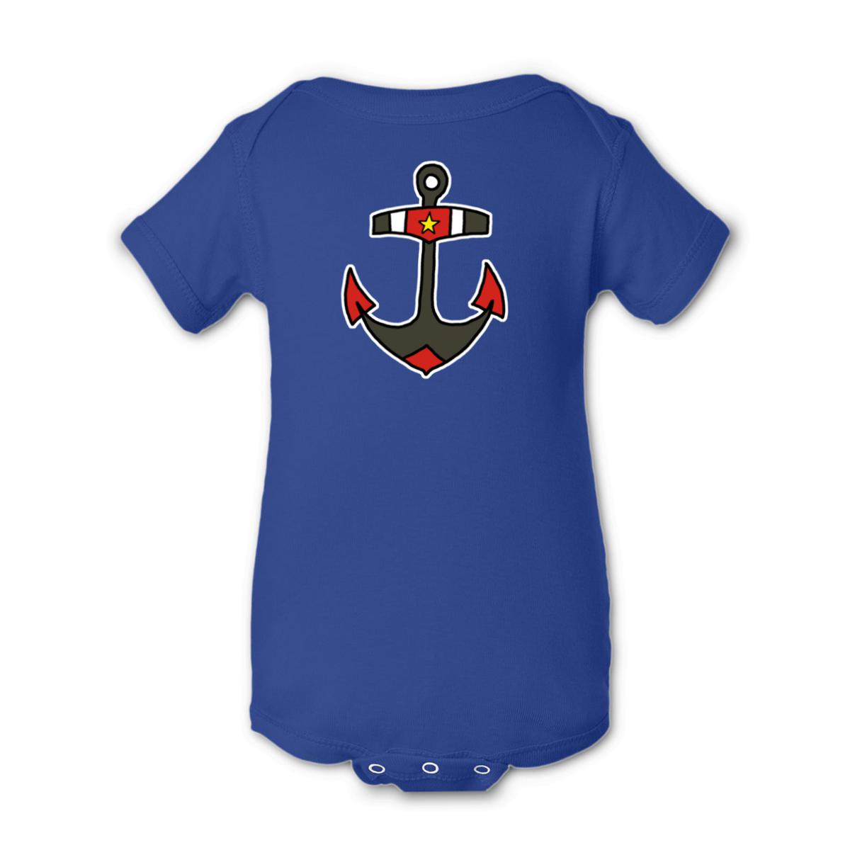 American Traditional Anchor Onesie 12M royal-blue