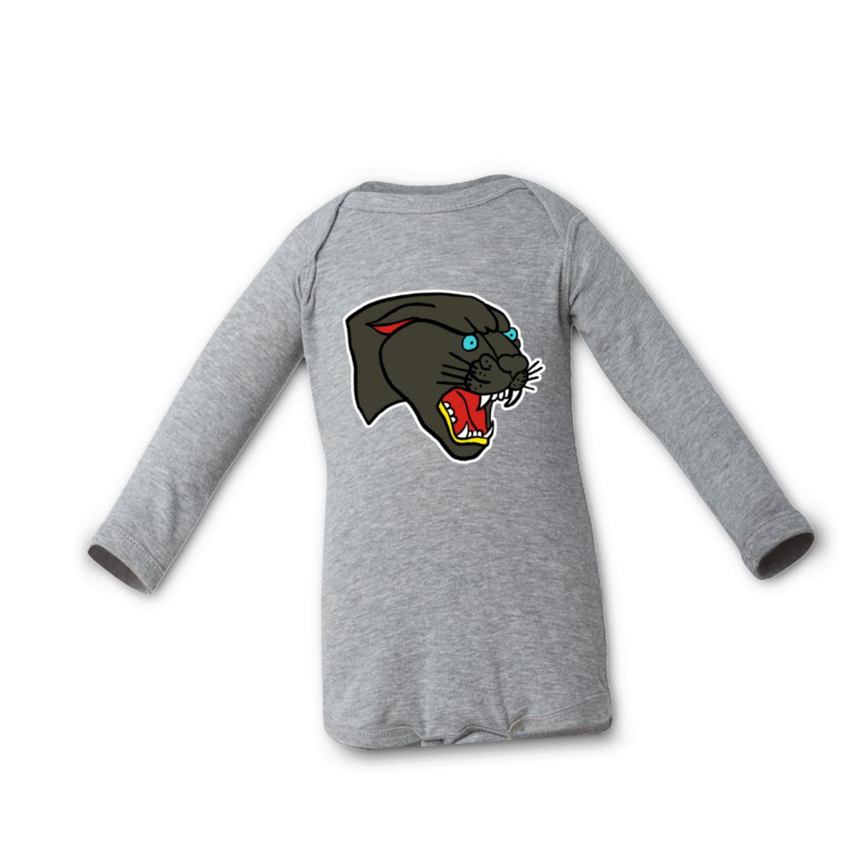 American Traditional Panther Long Sleeve Onesie 12M heather