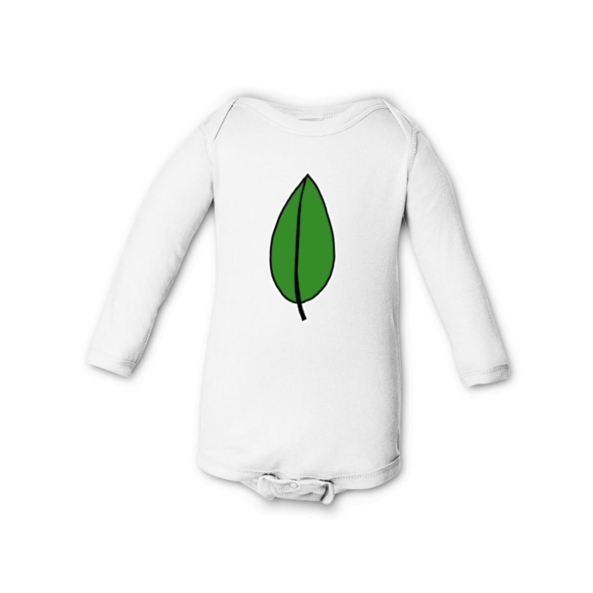 Olive Leaf Long Sleeve Onesie 12M white