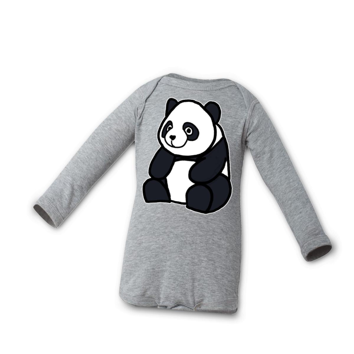 Panda Long Sleeve Onesie 12M heather
