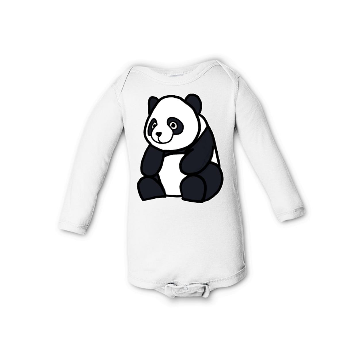 Panda Long Sleeve Onesie 12M white