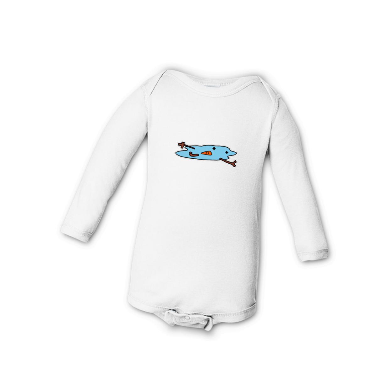 Snowman Puddle Long Sleeve Onesie 12M white