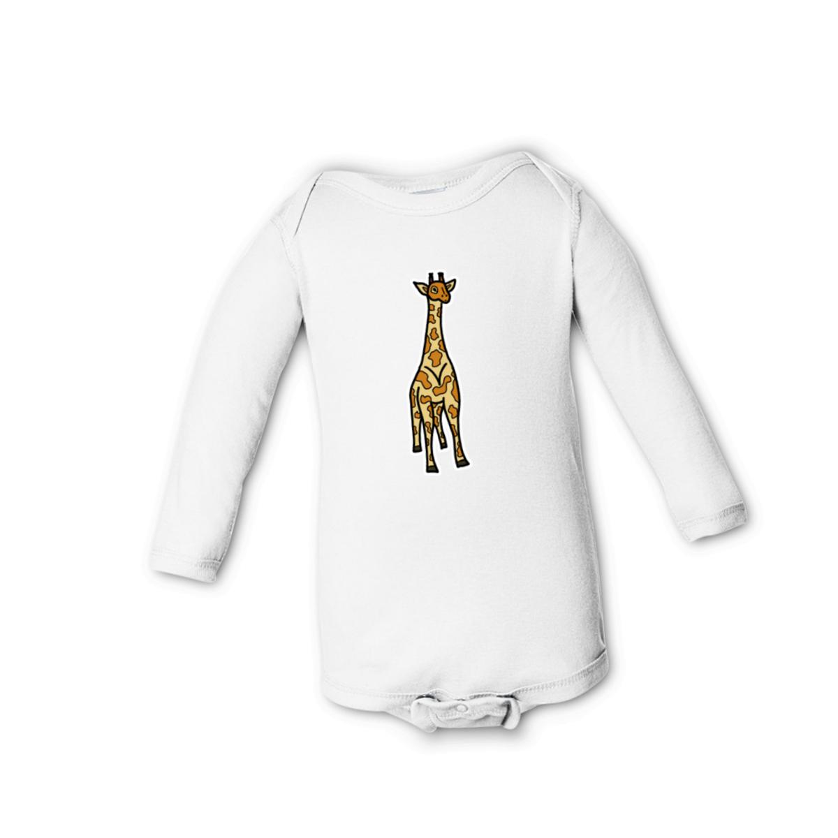Toy Giraffe Long Sleeve Onesie 12M white
