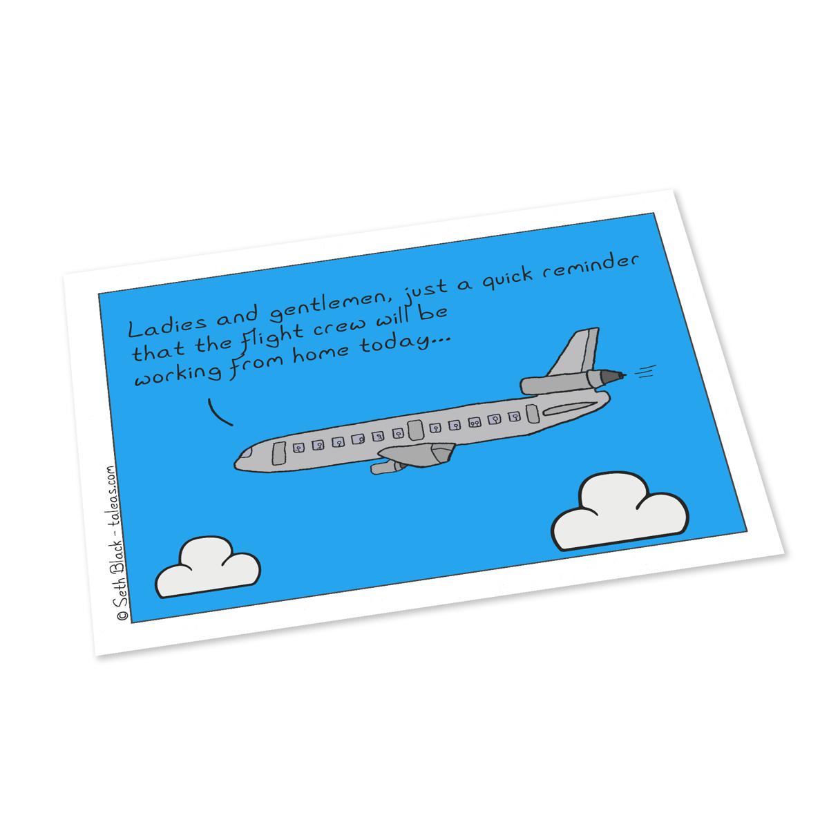 Flight Crew Working From Home Postcard 4X6 white