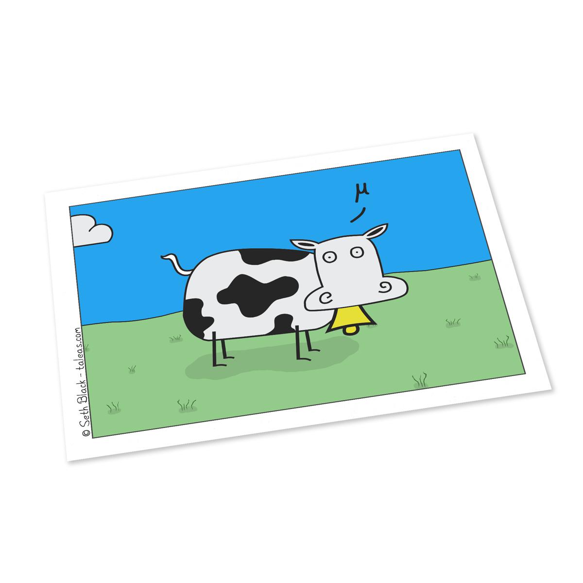Mu Cow Postcard 4X6 white