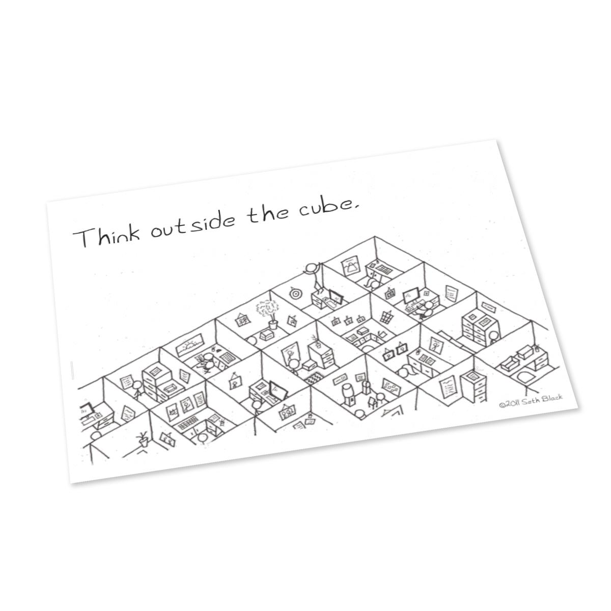 Think Outside the Cube Postcard 4X6 white
