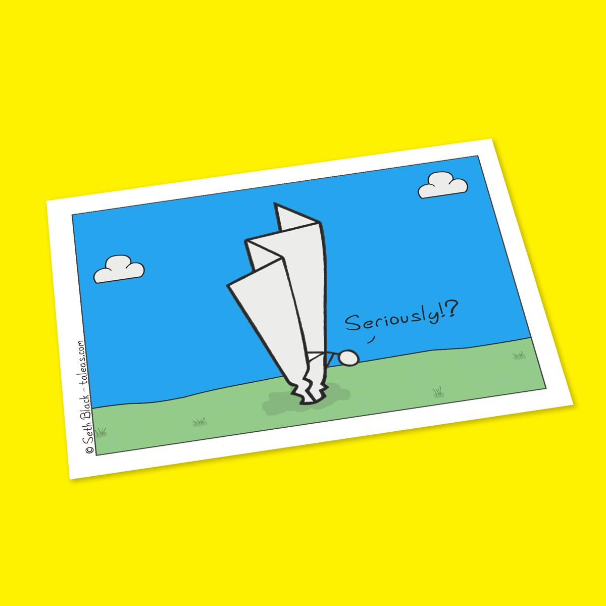 Paper Airplane Crash Postcard