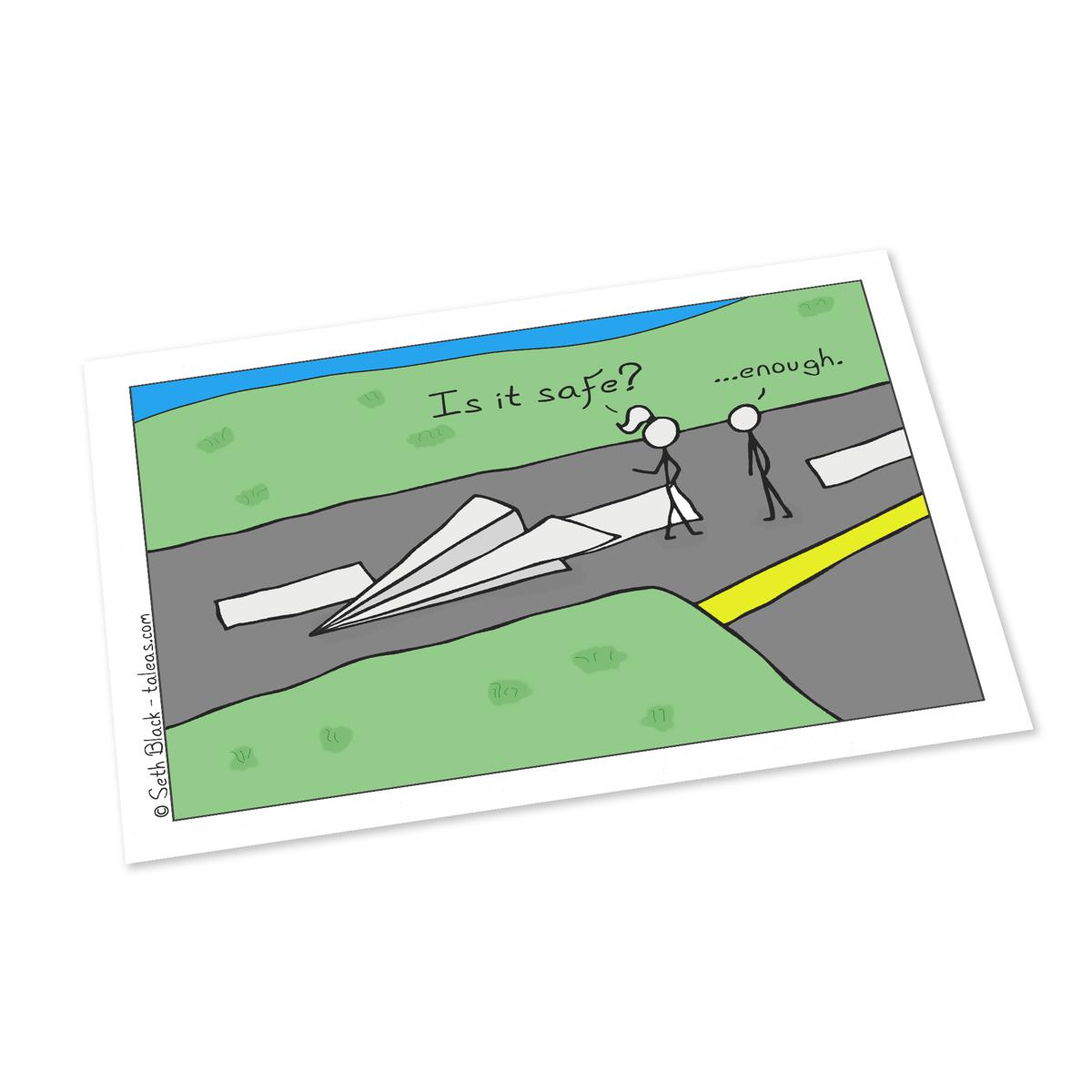 Paper Airplane is it Safe to Fly Postcard 4X6 white