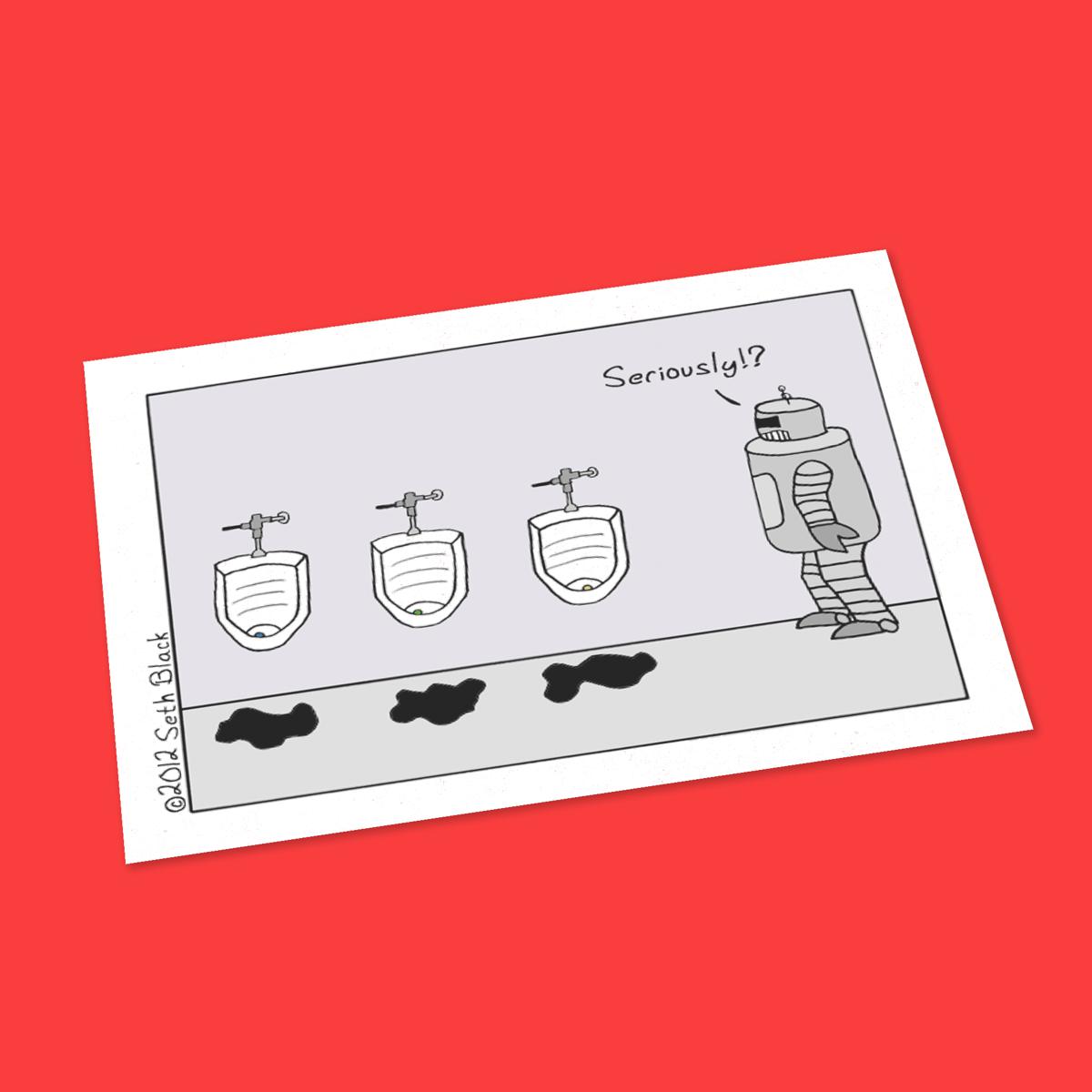 Robot Urinals Postcard