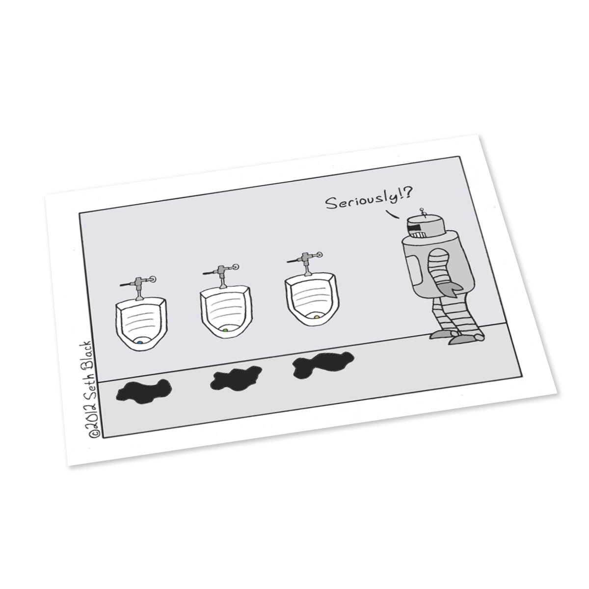 Robot Urinals Postcard 4X6 white