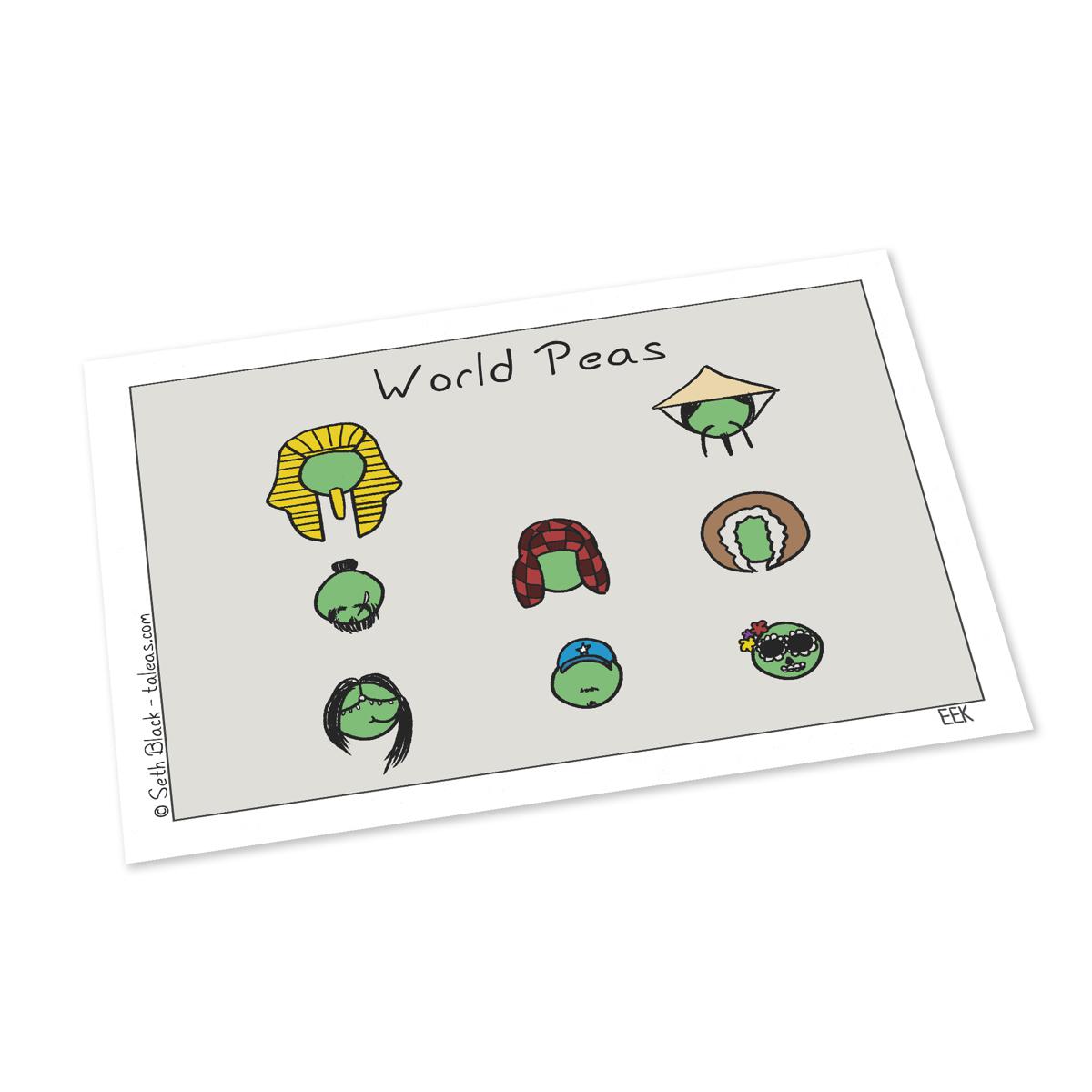 World Peas Postcard 4X6 white