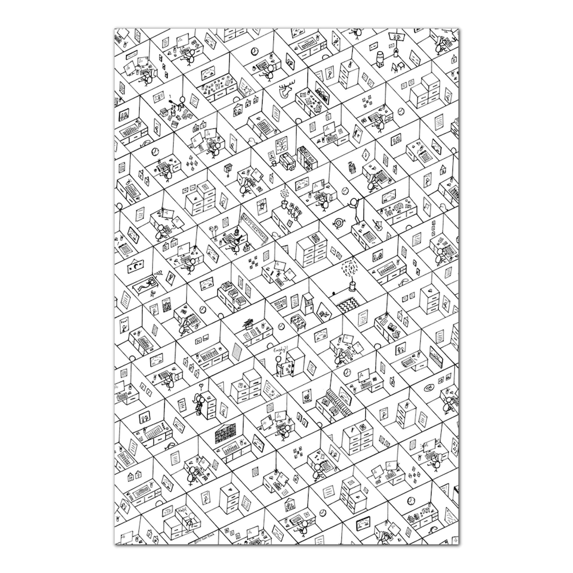 Infinite Cubicles Print 24" x 36" white