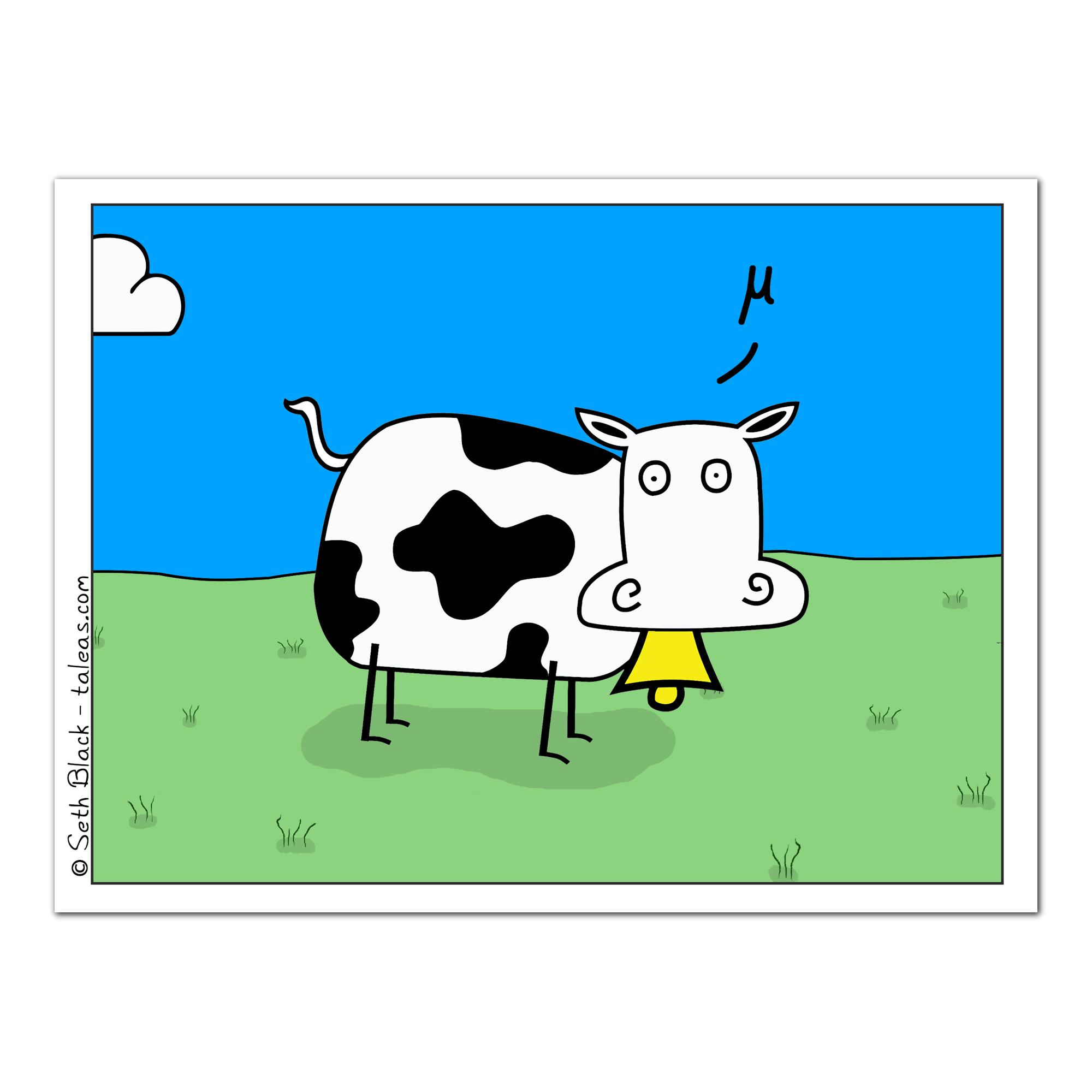 Mu Cow Print 18" x 24" white