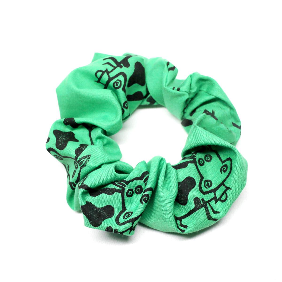 Mu Cow Scrunchie Regular Black / Green